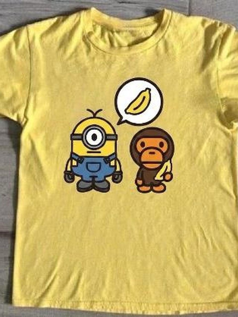 Gildan Yellow Kids Tee with Minion and Monkey Graphic